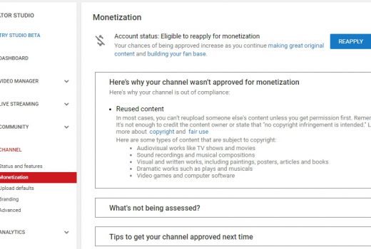 Kenapa Tidak disetujui monetisasi di Youtube?