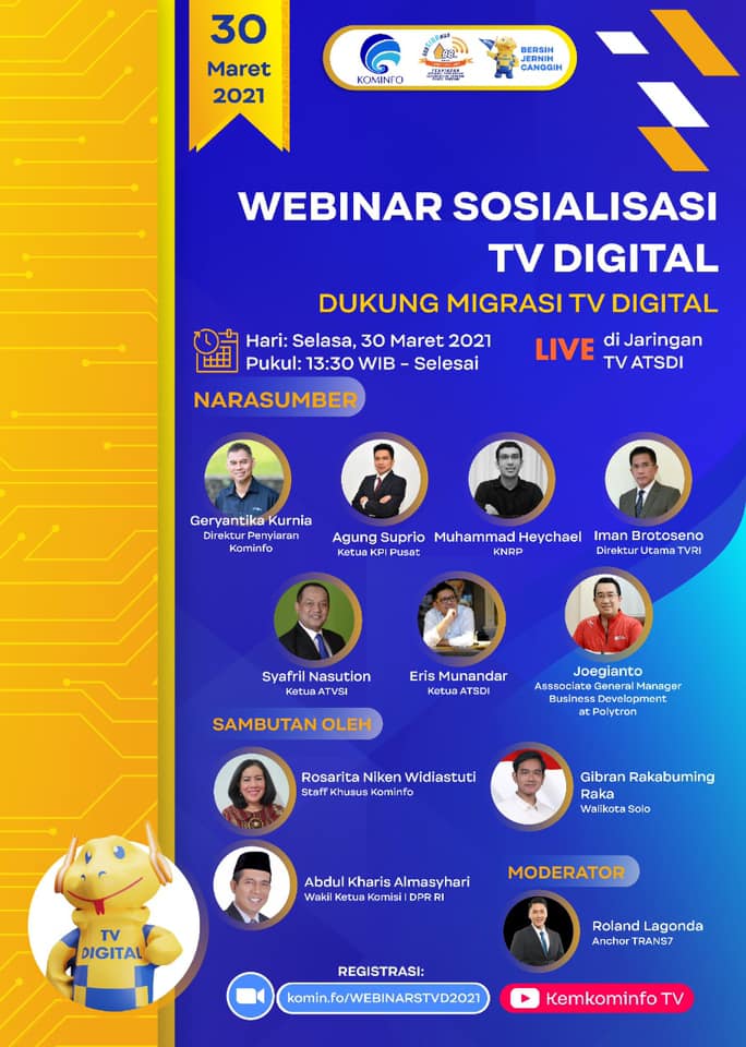 Poster Webinar HARSIARNAS Hari Siar Nasional 2021 Dukung Migrasi TV Digital