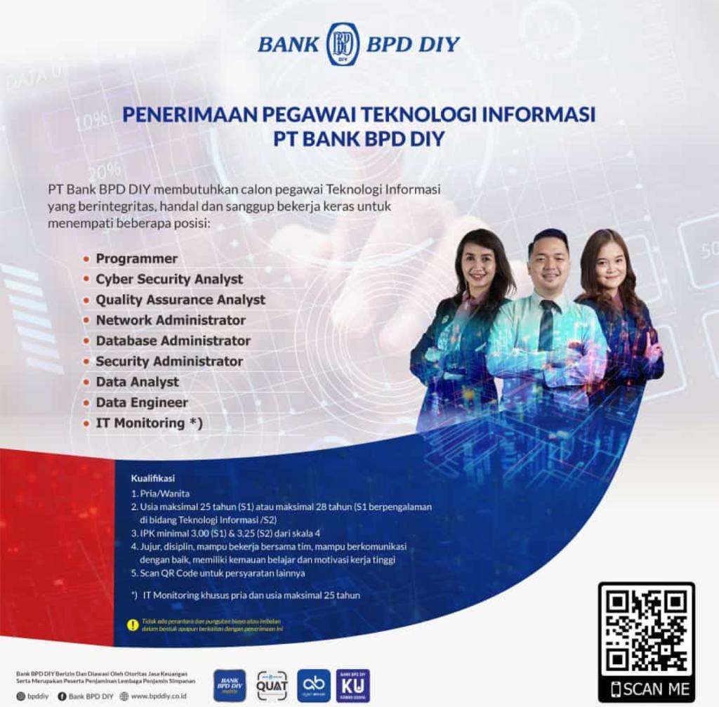 Info Penerimaan Pegawai Teknologi Informasi PT. Bank BPD DIY (Nov 2023)